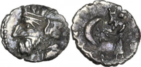 Greek Asia. Persis. Nambed (Namopat) (1st century AD). AR Obol. Obv. Bearded bust left, wearing diadem and mural crown. Rev. Nambed standing left; sta...