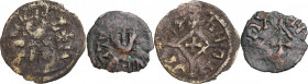 Africa. Kingdom of Axum. Hataz. Lot of two (2) AE Unit, c. 600-630 AD. Obv. Crowned and draped facing bust. Rev. Voided cross-crosslet with central cr...