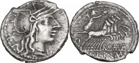 Q. Marcius. AR Denarius, 118-117 BC. Obv. Head of Roma right, helmeted. Rev. Victory in quadriga right, holding reins and wreath. Cr. 283/1b. AR. 3.80...