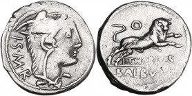 L. Thorius Balbus. AR Denarius. 105 BC. Rome mint. Obv. Head of Juno Sospita, right. Rev. Bull, right. Cr. 316/1. AR. 4.00 g. 20.00 mm. Scratch on obv...