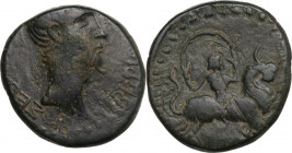 Tiberius (14-37). AE 21mm, Amphipolis mint, Macedon, 14-37. Obv. Head of Tiberius right, bare. Rev. Artemis Tauropoulos riding on bull right, holding ...