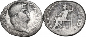 Nero (54-68). AR Denarius. Obv. Laureate head right. Rev. Jupiter seated left, holding thunderbolt and sceptre. RIC I (2nd ed.) 64. AR. 3.10 g. 18.50 ...