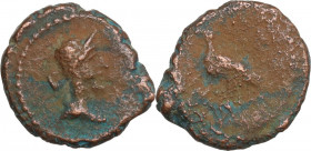 Period of Domitian to Antoninus Pius. Anonymous AE Quadrans. Obv. Diademed and draped bust of Venus right. Rev. Dove left. RIC II 25. AE. 2.30 g. 14.5...
