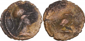 Period of Domitian to Antoninus Pius. Anonymous AE Quadrans. Obv. Head of Minerva right, helmeted. Rev. Owl standing right. RIC II 7. AE. 1.30 g. 15.0...