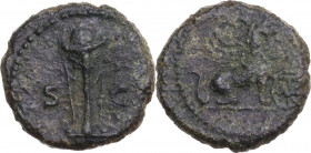Anonymous Quadrantes. Period of Domitian to Antoninus Pius. AE Quadrans. Obv. Griffin. Rev. Tripod. RIC II 27. AE. 3.00 g. 15.00 mm. R. Rare type. Sel...