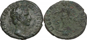 Nerva (96-98). AE. Rome mint. Obv. Laureate head, right. Rev. Libertas standing facing, holding pileus and sceptre. RIC II 86. AE. 8.90 g. 27.00 mm. V...