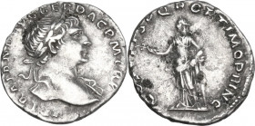 Trajan (98-117 AD). AR Denarius. Rome mint. Obv. Laureate bust, right. Rev. Felicitas standing, left. RIC II-p. 1 (2nd ed.) 120. AR. 3.20 g. 18.50 mm....