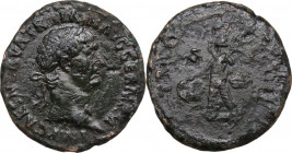 Trajan (98-117). AE As, 101-102 AD. Obv. Laureate head right. Rev. Victory walking left, holding palm and shield. RIC II 434. AE. 9.90 g. 28.00 mm. Da...