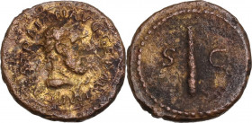 Trajan (98-117). AE Quadrans. Rome mint. Struck circa AD 98-102. Obv. Bust of Hercules right, with lion's skin. Rev. Club. RIC II 699. AE. 2.10 g. 16....