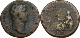 Hadrian (117-138). AE Sestertius. “Travel series” issue (“Provinces cycle”), c. 130-133 AD. Obv. Laureate head right. Rev. Aegyptus reclining left, ho...