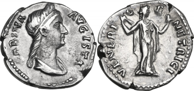 Sabina, wife of Hadrian (died 137 AD). AR Denarius. Obv. Diademed and draped bus...