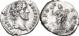 Antoninus Pius (138-161). AR Denarius,. Obv. Head right. Rev. Liberalitas standing left. RIC III 150. A. 3.30 g. 18.00 mm.