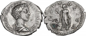 Commodus as Caesar (175-177). AR Denarius. Obv. Bust of Commodus, right. Rev. Spes, left. RIC III 622. AR. 3.20 g. 20.00 mm. VF.