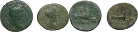 Commodus (177-192). Lot of 2 AE, Parium mint (Mysia). Rev. Capricorn. RPC online 3153. AE. Enamel like green patina.