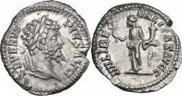 Septimius Severus (193-211). AR Denarius. Obv. Laureate head right. Rev. Libertas standing, right; holding abacus and cornucopiae. RIC IV 277. AR. 3.5...