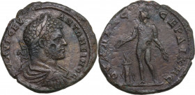 Caracalla (198-217). AE30 mm. Serdica mint (Thrace). Obv. Radiate head of Caracalla, right. Rev. Apollo standing left, sacrificing over altar. Cf. Var...