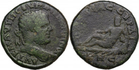 Caracalla (198-217). AE 29 mm, Serdica mint, Thrace, 198-217. Obv. Bust of Caracalla right, laureate. Rev. river-god reclinig left, right hand on his ...