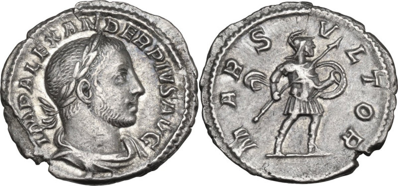 Severus Alexander (222-235 AD). AR Denarius. Rome mint. Obv. Laureate bust of Se...
