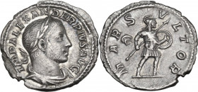 Severus Alexander (222-235 AD). AR Denarius. Rome mint. Obv. Laureate bust of Severus Alexander, right. Rev. Mars advancing, right. RIC IV 246. AR. 2....