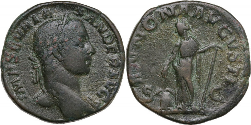 Severus Alexander (222-235). AE Sestertius, 231 AD. Obv. Laureate bust right, dr...