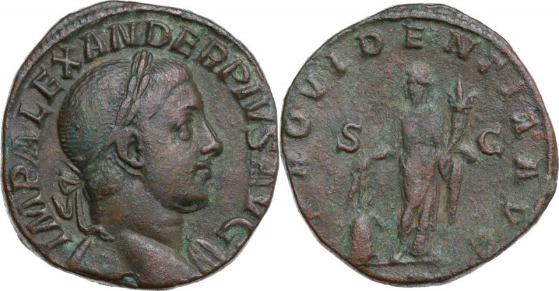 Severus Alexander (222-235). AE Sestertius, 232 AD. Obv. Laureate bust right, sl...
