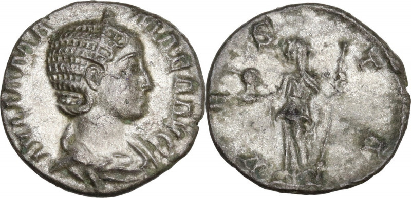 Julia Mamaea (died 235 AD). AR Denarius, 225-235. Obv. Bust right, diademed, dra...