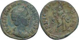 Julia Mamaea (died 235 AD). AE Sestertius. 222-235 AD. Rome mint. Obv. Diademed bust right. Rev. Felicitas standing facing, holding caduceus. RIC IV 6...