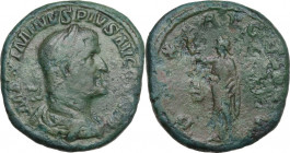 Maximinus I (225-238). AE Sestertius, 236-238. Obv. Bust right, laureate, draped, cuirassed. Rev. Pax standing left, holding branch and scepter. RIC I...