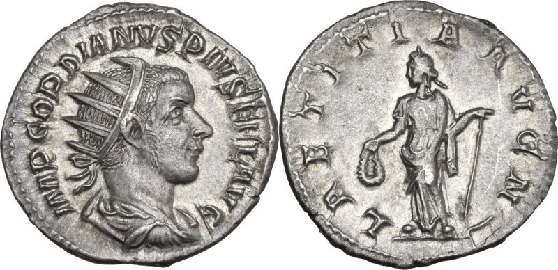 Gordian III (238-244). AR Antoninianus, 241-243. Obv. Bust right, radiate, drape...