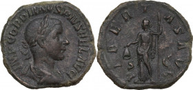 Gordian III (238-244 ). AE Sestertius. Obv. Laureate, draped and cuirassed bust right. Rev. Libertas standing left. RIC IV 318a. AE. 22.50 g. 31.00 mm...