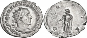 Trajan Decius (249-251). AR Antoninianus, 249-251. Obv. Head right, radiate. Rev. Dacia standing left, holding staff with head of ass. RIC 13. AR. 4.0...