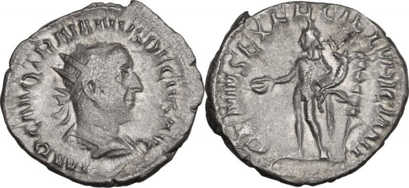 Trajan Decius (249-251). AR Antoninianus. Rome mint. Obv. Radiate, draped and cu...