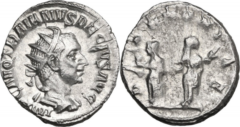 Trajan Decius (249-251). AR Antoninianus. Obv. Radiate, draped and cuirassed bus...