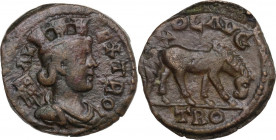 Trajan Decius (249-251). AE 21 mm, Troas, Alexandreia mint, pseudo-autonomous issue. Obv. Bust of Tyche right, turreted, draped; behind, vexillum. Rev...