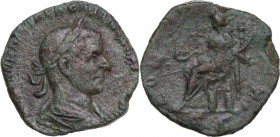 Trebonianus Gallus (251-253). AE 26 mm. Rome mint. Obv. Laureate bust, right. Rev. Concordia seated, left. RIC IV 106b. AE. 13.10 g. 26.00 mm. Fine.