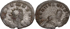 Gallienus (253-268). BI Antoninianus. “Legionary series” issue. Mediolanum (Milan) mint. 2nd emission, c. 260-262. Obv. GALLIENVS AVG. Radiate and cui...