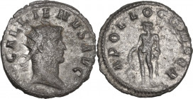 Gallienus (253-268). AR Antoninianus. Mediolanum mint. Obv. Radiate head right. Rev. Apollo standing. RIC V 468. AR. 3.30 g. 21.00 mm. VF.