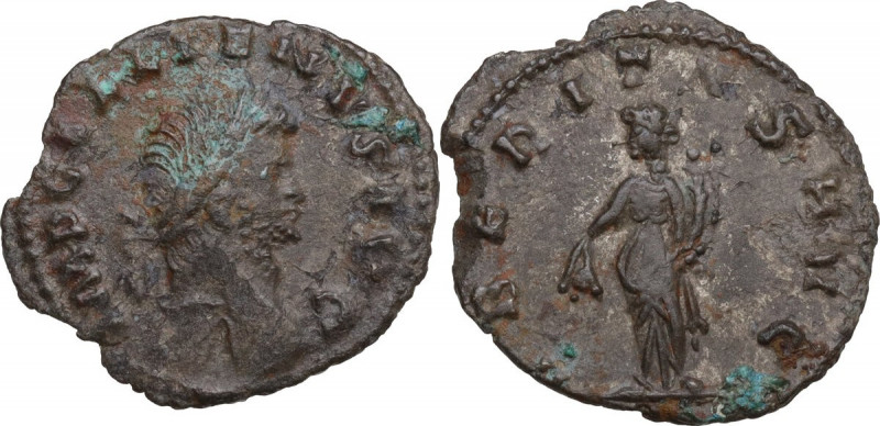 Gallienus (253-268). BI Denarius. Rome mint. Obv. Radiate head of Gallienus, rig...