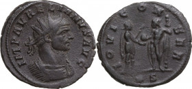 Aurelian (270-275). BI Antoninianus, Siscia mint, 270-275. Obv. Bust of Aurelian right, radiate, cuirassed. Rev. Emperor standing right, holding scept...