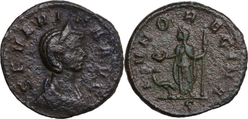 Severina, wife of Aurelian (270-275). AE As, 275 AD. Obv. Draped bust right, wea...