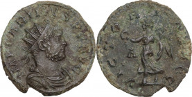 Carinus (283-285). BI Antoninianus. Lugdunum mint. Obv. Radiate bust of Carinus, right. Rev. Victory, left. RIC V 220. BI. 3.40 g. 20.00 mm. Good VF.