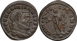 Maximianus (286-310). AE Follis. Rome mint. Obv. Head right. Rev. Genius. RIC VI 94b. AE. 9.60 g. 29.00 mm. Good VF.