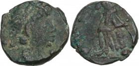 Vandals in North Africa. Thrasamund (496-523 AD). AE Nummus. Carthage mint. Obv. Diademed, draped, and cuirassed bust right. Rev. Victory standing lef...