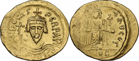 Phocas (602-610). AV Solidus. Struck 603-607 AD. Constantinople mint. Obv. Phocas bust, facing. Rev. Angel standing facing. MIB 7. AV. 4.50 g. 21.50 m...