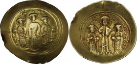 Romanus IV Diogenes, with Eudocia, Michael VII, Constantius, and Andronicus (1068-1071 AD). AV Histamenon Nomisma. Constantinople mint. Obv. Michael s...