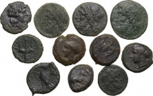 Greek Sicily. Multiple lot of eleven (11) unclassified AE coins. AE.