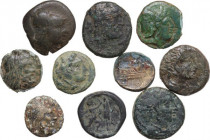 Greek World. Lot of 10 AE denominations; including: Macedon, Antigonos II Gonatas, Philipp V, Perseus, Perinthos. AE.