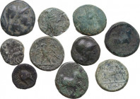 Greek World. Lot of 10 AE denominations; including: Antigonos II Gonatas, Maroneia. AE.