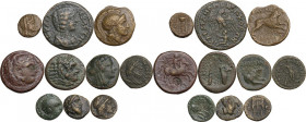 Greek and Roman ancient world. Lot of ten (10) unclassified AE greek and roman provincial coins.