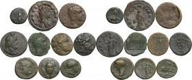 Greek and Roman ancient world. Lot of ten (10) unclassified AE Greek and Roman coins.